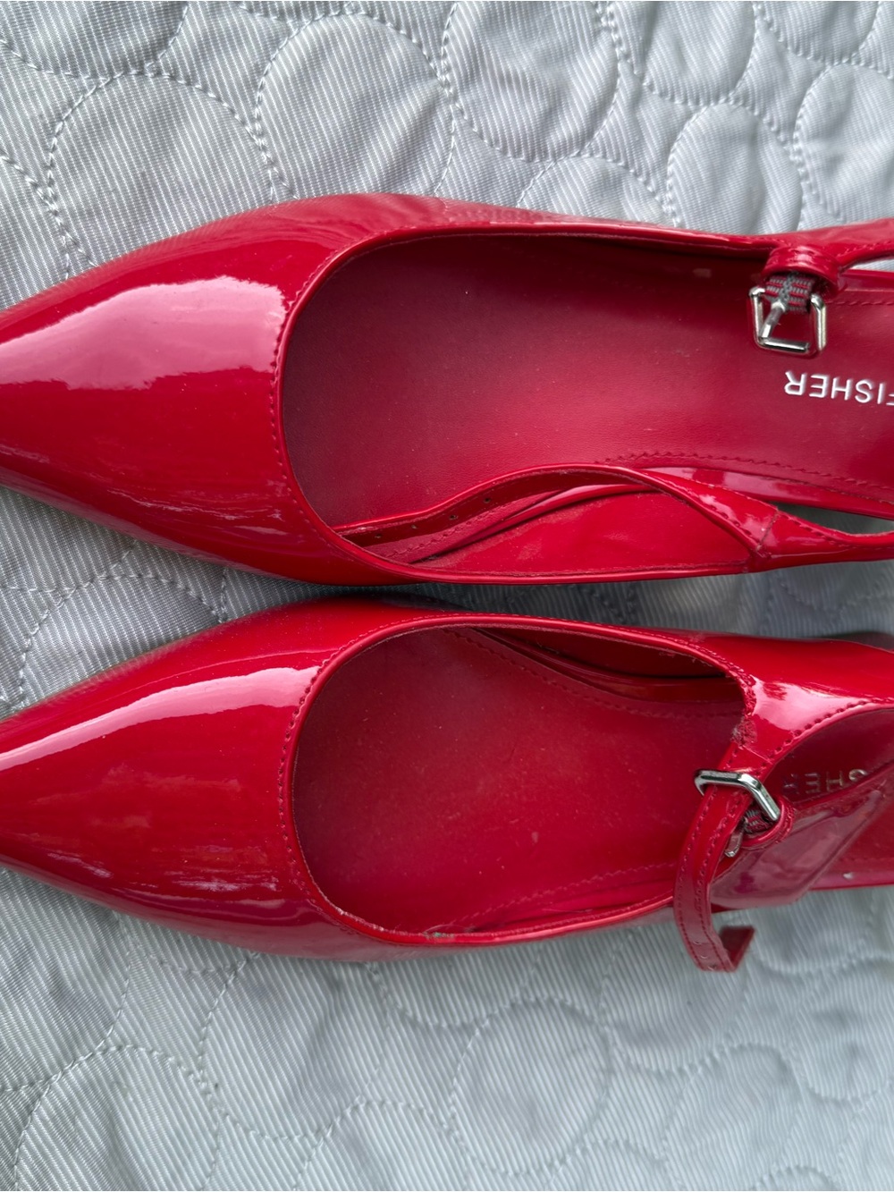 Red Patent Pointed Toe Mary Jane Flats - Marc Fisher NWOT SZ 7-1/2 - Picture 8 of 8